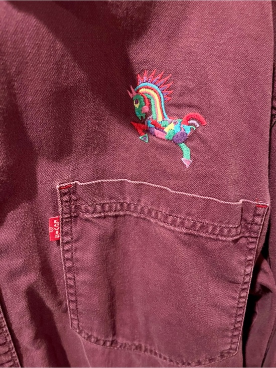 Levi's Other - Vintage Levi's Men's Maroon Button-Up Shirt Jacket